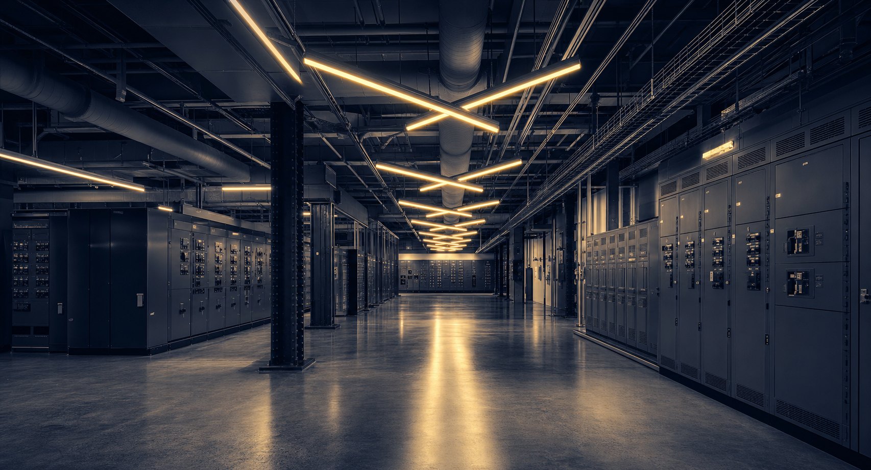 JSG Electrical commercial switchroom with linear LED lighting